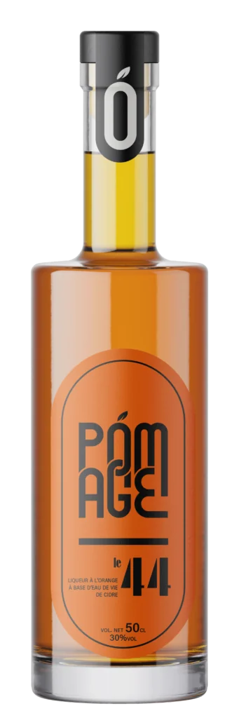 Le 44, liqueur à l'orange à base d'eau de vie de cidre, bouteille de 50 cl